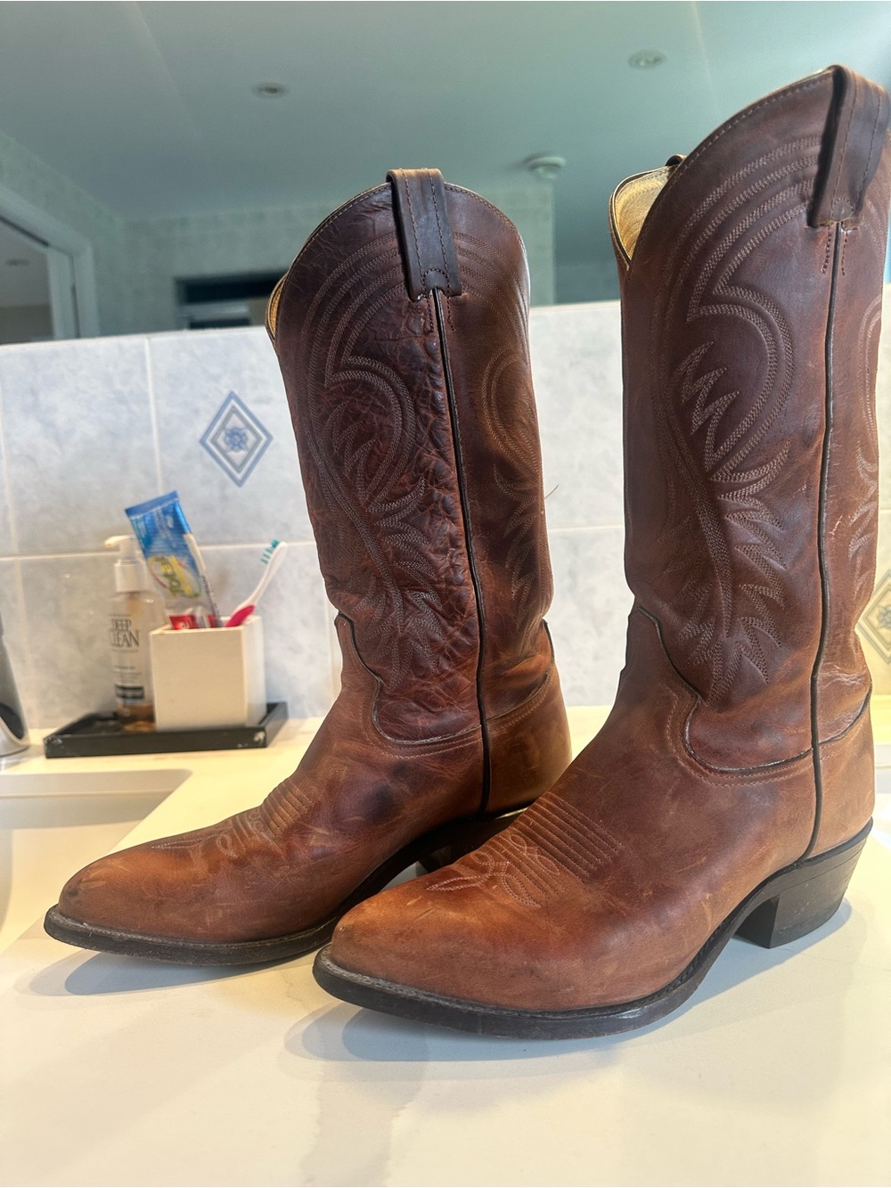 Tony Lama Brown Leather Western Cowboy Boots